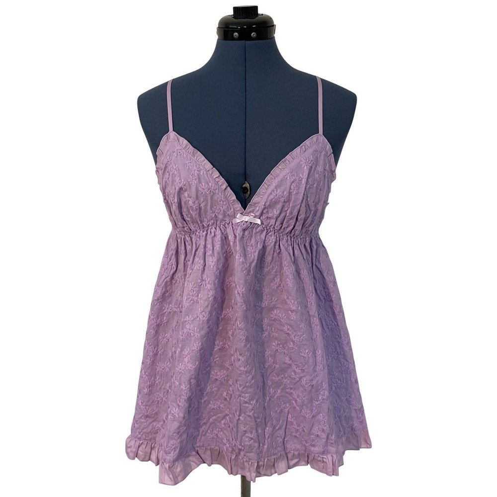NWT Victorias Secret Purple Embroidered Sweetheart Babydoll Top Y2K Fairy S